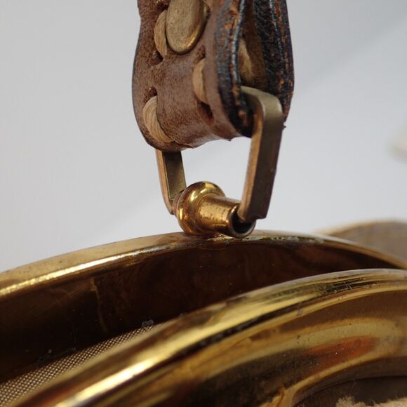 Vintage 60s 70s MAHLER Handmade Leather & Woven Kiss Lock Frame Handbag RARE - Picture 12 of 16